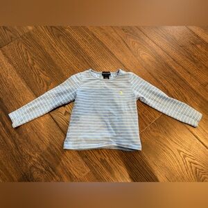Ralph Lauren Light Blue and White Striped Girls Long Sleeve Tee